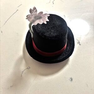 Mini Black Evil Clown Bowler Hat w/ Hair Clips